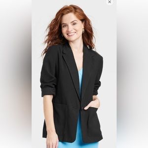 Womens Relaxed Fit Essential Blazer Black M - A New Day